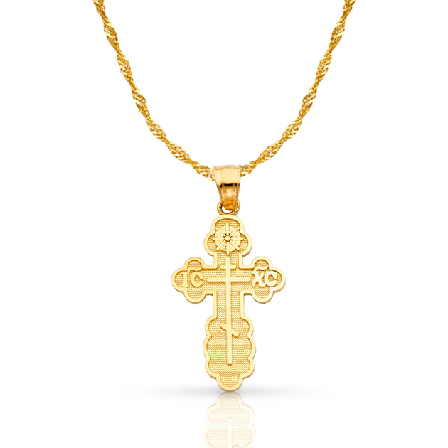 Gold necklace with religious on sale pendant