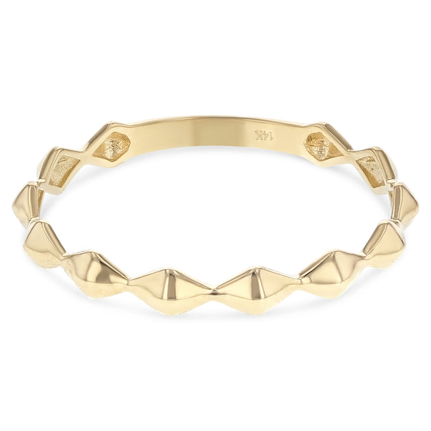 Simple Skinny 18K Solid Gold Chain & Band Stacking Ring - Abhika