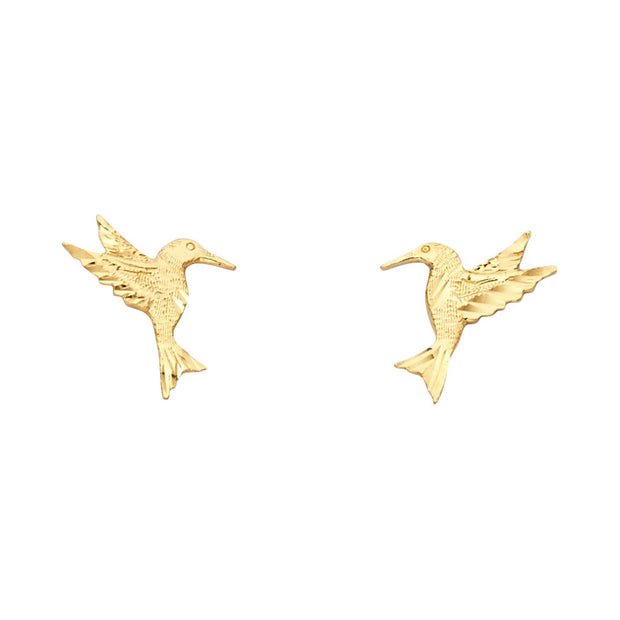 14K Gold Humming bird Post Earrings