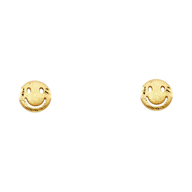 14K Gold Smiley Studs