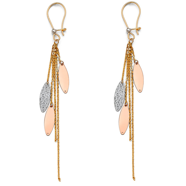 14K Gold Diamond Cut Hanging Earrings