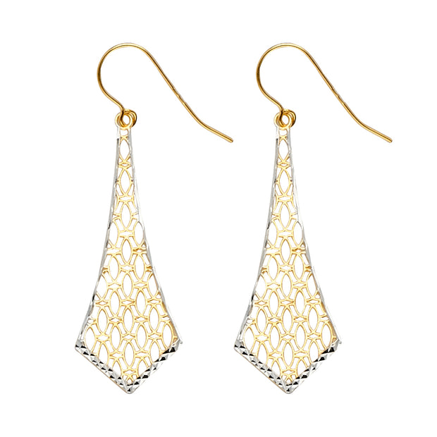 14K Gold Fancy Dangling Drop Hanging Earrings