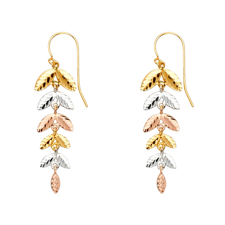 14K Gold Leaf Dangle Earrings