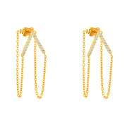 14K Gold Punk Fancy Hanging Chain Earrings