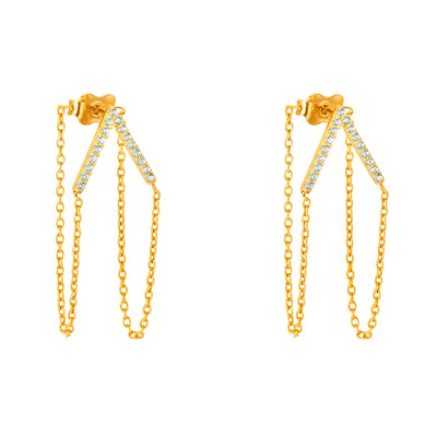 14K Gold Punk Fancy Hanging Chain Earrings