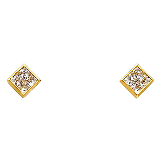 14K Gold CZ Stone Earrings