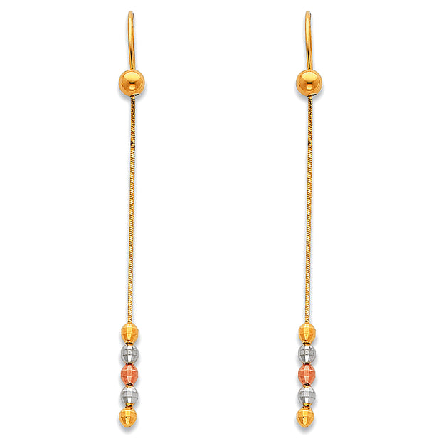 14K Gold Tassel Bead Dangle Earrings