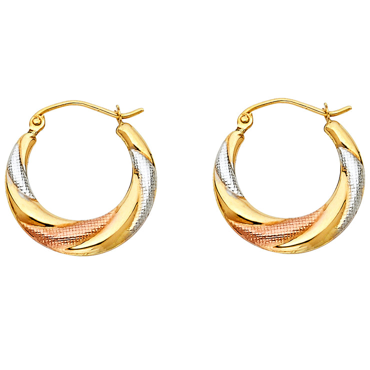 14K Gold Fancy Hollow Hoops