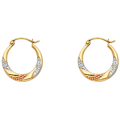 14K Gold Fancy Hollow Hoops