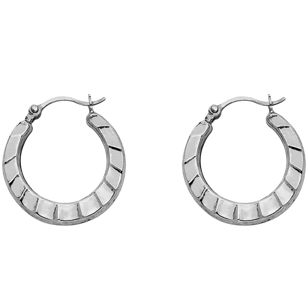 14K Gold Fancy Hollow Hoops