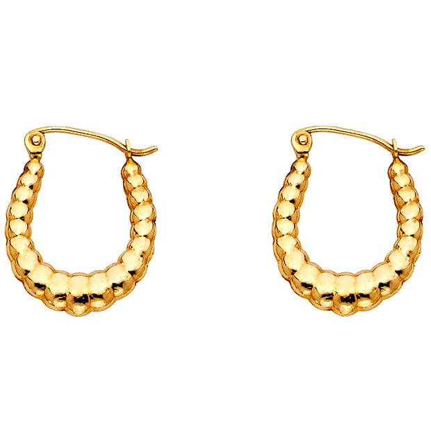 14K Gold Fancy Hollow Hoops