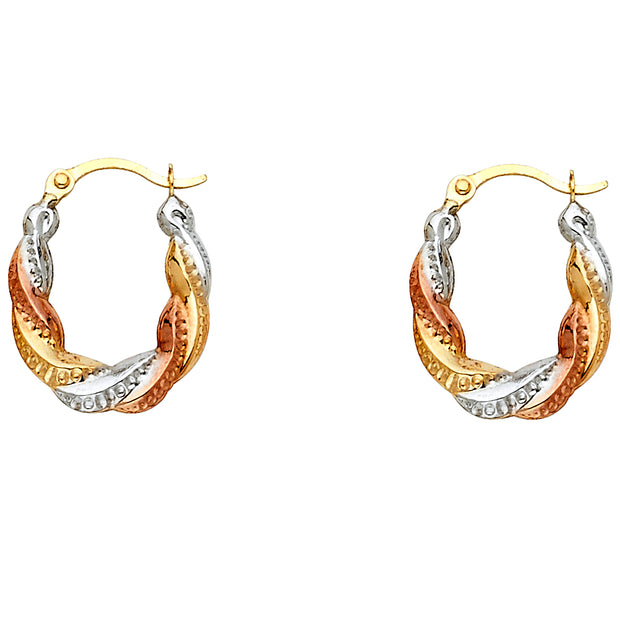 14K Gold Fancy Hollow Hoops