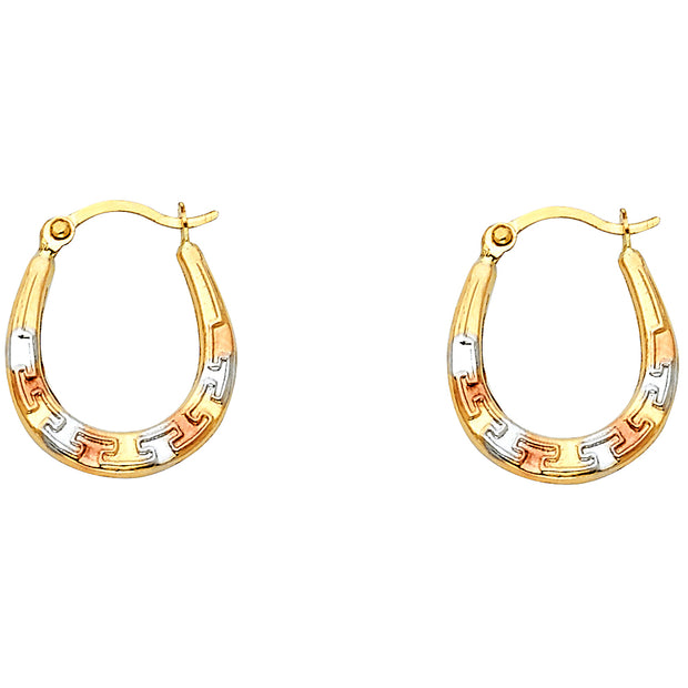 14K Gold Fancy Hollow Hoops