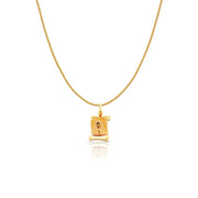 14K Gold Guadalupe Enamel Charm Pendant with 0.9mm Wheat Chain Necklace