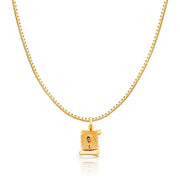 14K Gold Guadalupe Enamel Religious Charm Pendant with 1.2mm Box Chain Necklace