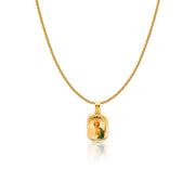 14K Gold St. Jude Enamel Charm Pendant with 1.1mm Wheat Chain Necklace