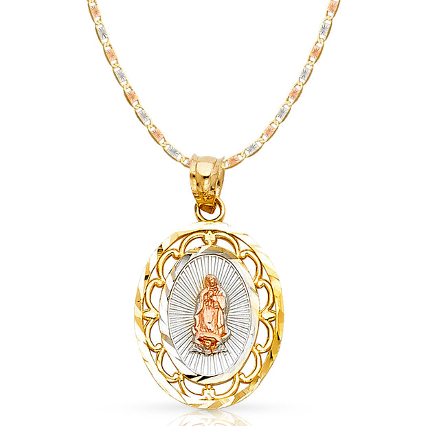 14K Gold Guadalupe Pendant with 2.1mm Valentino Chain