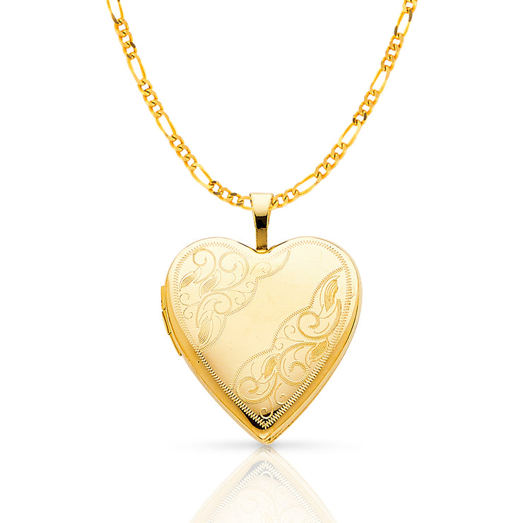 14K Gold Engravable Heart Pendant Necklace