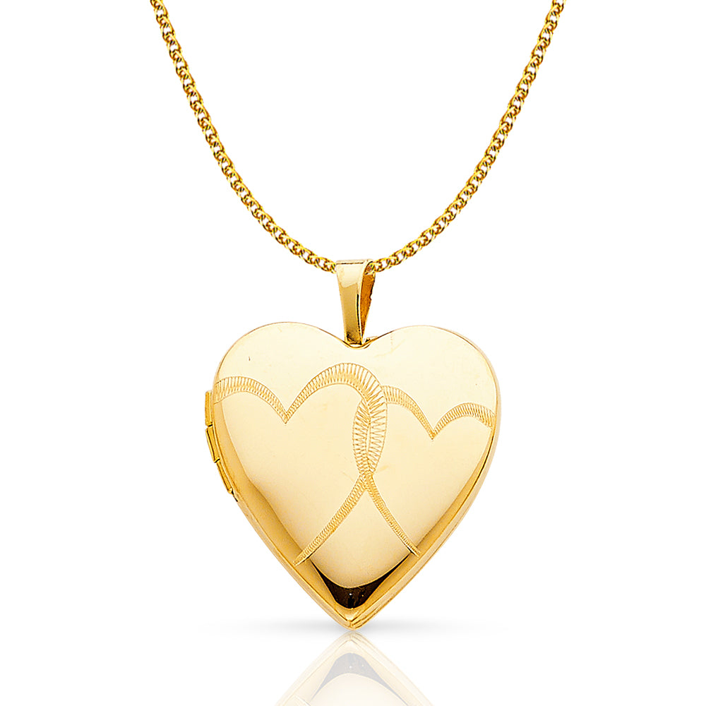 18 Open Heart Pendant in 14k Yellow Gold (1.5 mm)