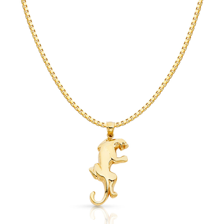 14K Gold Puma Charm Pendant with 1.2mm Box Chain Necklace – Ioka Jewelry