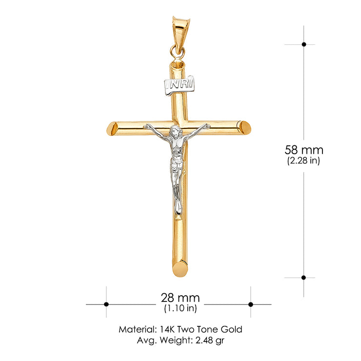 14K Gold Crucifix Cross Pendant with 1.8mm Singapore Chain