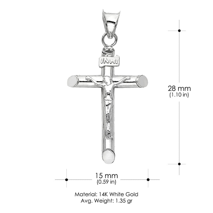 14K Gold Crucifix Cross Pendant with 1.2mm Singapore Chain