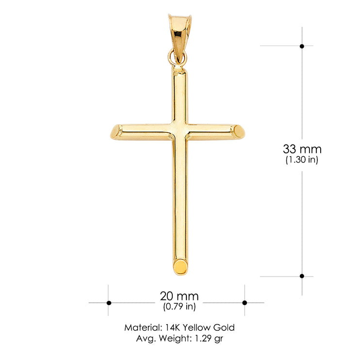 14K Gold Classic Cross Religious Charm Pendant with 1.2mm Box Chain Necklace