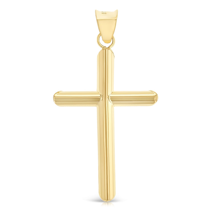 14K Gold Classic Cross Religious Charm Pendant with 0.8mm Box Chain Necklace