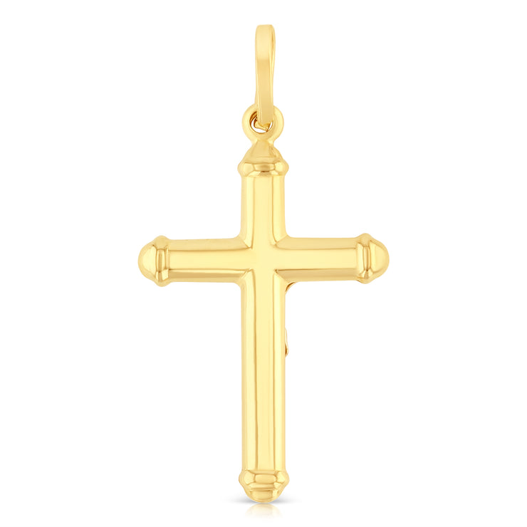 14K Gold Crucifix Cross Pendant with 1.2mm Singapore Chain