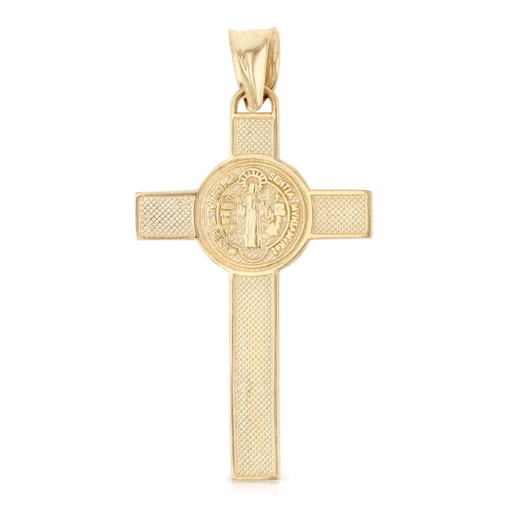 14K Gold Crucifix Cross Pendant with 2mm Figaro 3+1 Chain