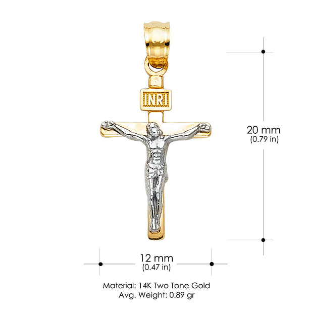 14K Gold Crucifix Cross Pendant with 1.2mm Singapore Chain