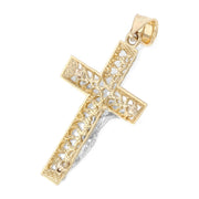 14K Gold Crucifix Cross Pendant with 3.1mm Figaro 3+1 Chain