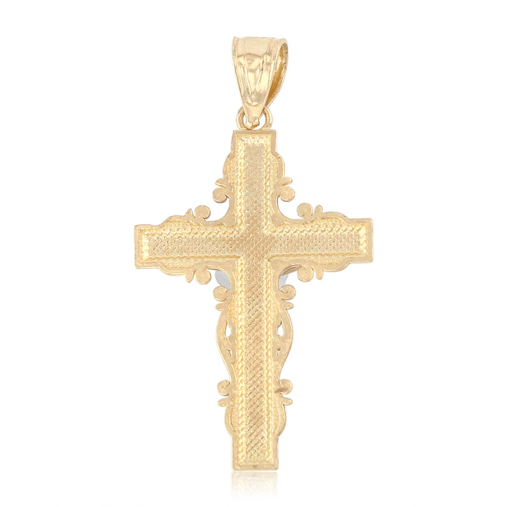 14K Gold Jesus Crucifix Cross Religious Charm Pendant with 1.2mm Box Chain Necklace