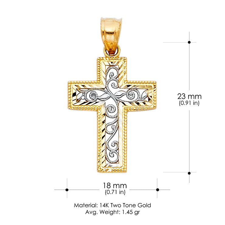 14K Gold Cross Religious Charm Pendant with 0.8mm Box Chain Necklace