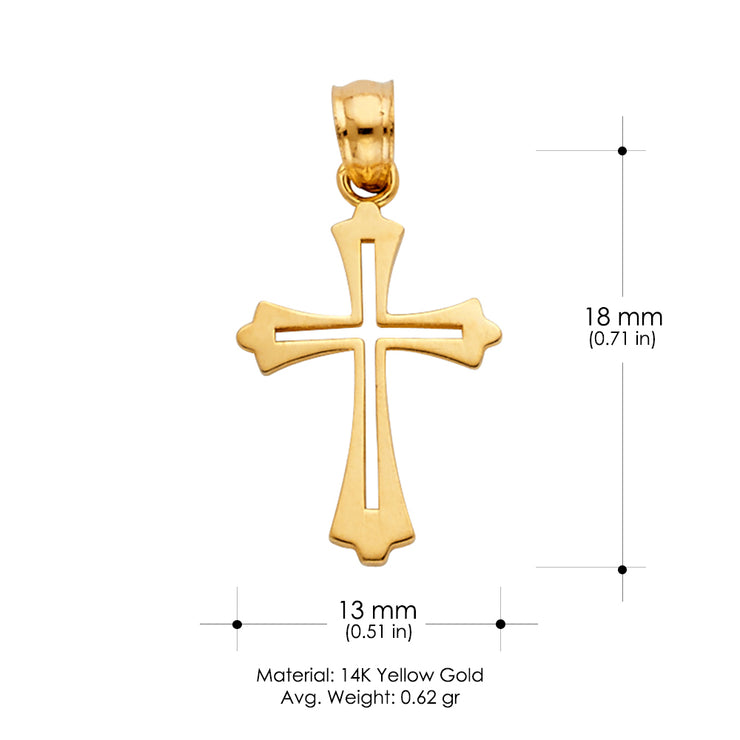 14K Gold Cross Religious Charm Pendant with 0.8mm Box Chain Necklace