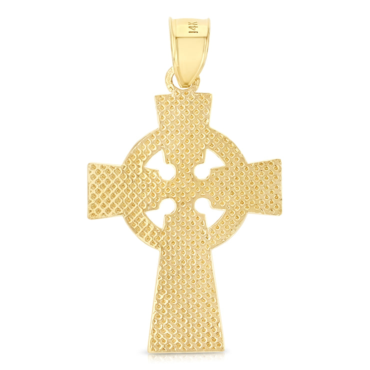 14K Gold Celtic Cross Pendant with 2.3mm Figaro 3+1 Chain