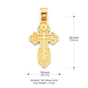 14K Gold St. Olga Greek Orthodox Baptismal Cross Charm Pendant with 1.1mm Wheat Chain Necklace