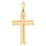 14K Gold Simple Cross Pendant with 2.3mm Figaro 3+1 Chain