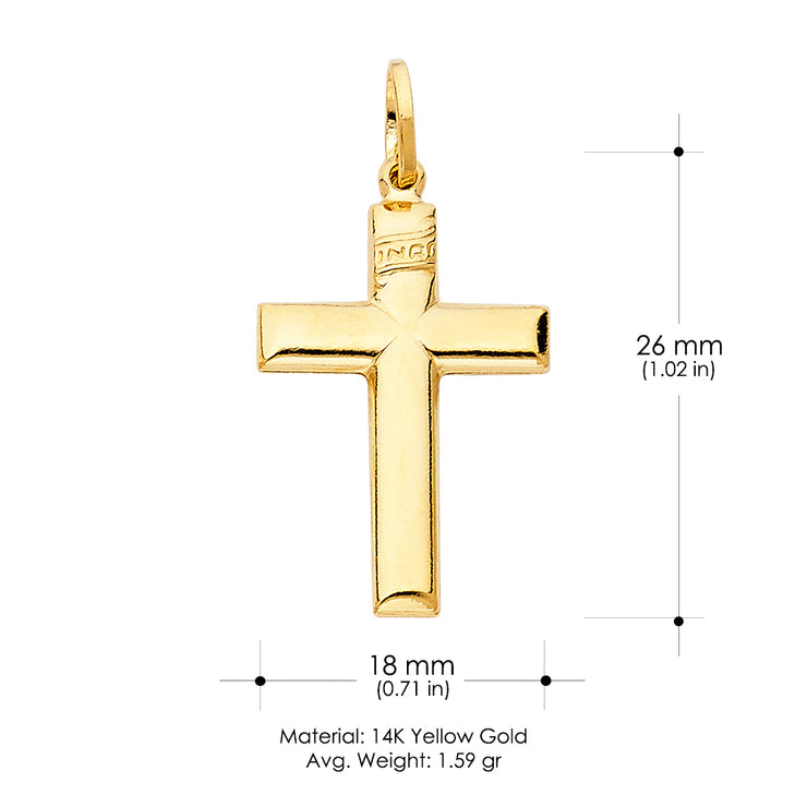 14K Gold Simple Cross Religious Charm Pendant with 1.2mm Box Chain Necklace