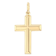 14K Gold Simple Cross Pendant with 1.2mm Singapore Chain