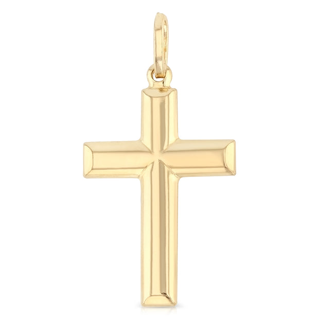 14K Gold Simple Cross Pendant with 2.3mm Figaro 3+1 Chain