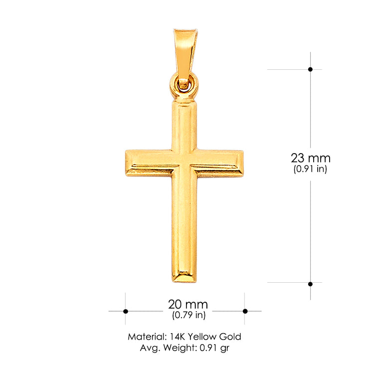 14K Gold Cross Religious Charm Pendant with 0.8mm Box Chain Necklace