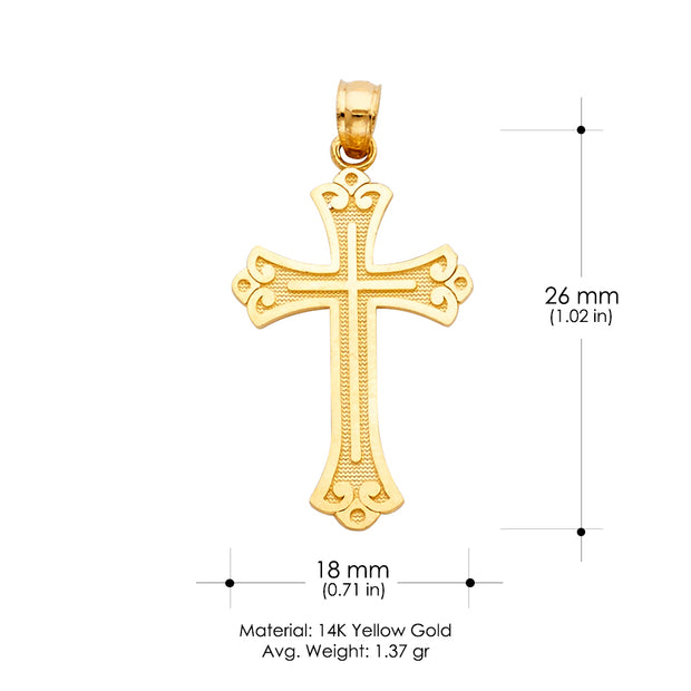 14K Gold Cross Religious Charm Pendant