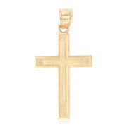 14K Gold Cross Pendant with 1.5mm Flat Open Wheat Chain