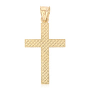 14K Gold Cross Pendant with 1.5mm Flat Open Wheat Chain