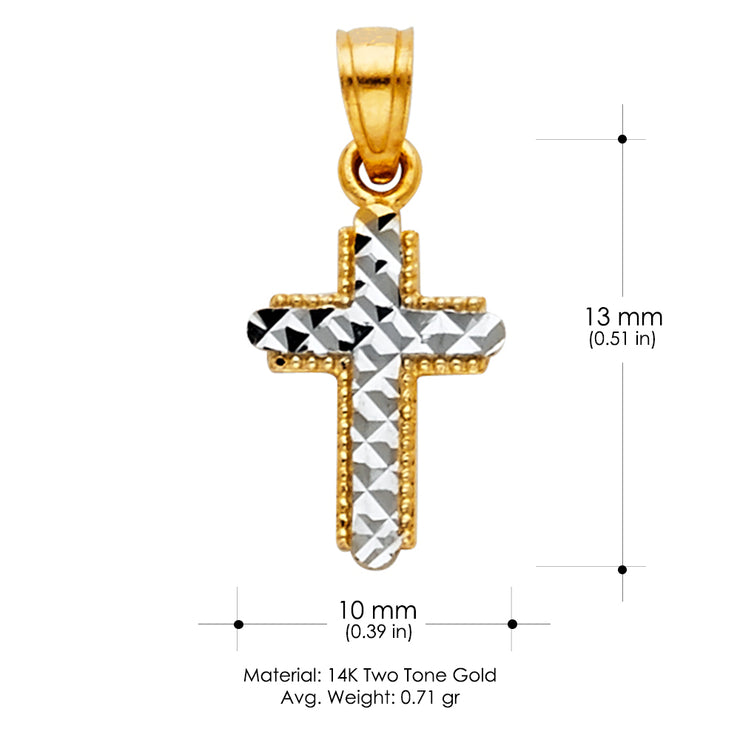 14K Gold Cross Religious Charm Pendant with 0.8mm Box Chain Necklace