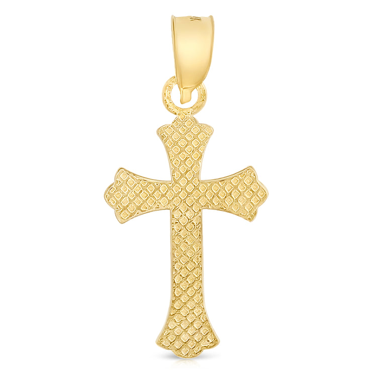 14K Gold Cross Religious Charm Pendant with 0.8mm Box Chain Necklace