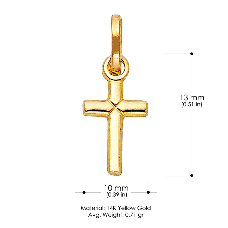 14K Gold Plain Cross Pendant with 1.6mm Figaro 3+1 Chain