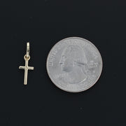 14K Gold Plain Cross Pendant with 0.9mm Singapore Chain