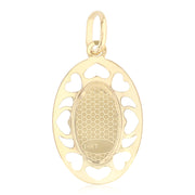 14K Gold Guadalupe Enamel Pendant with 1.2mm Flat Open Wheat Chain